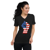 BLM/Old Glory Unisex Short Sleeve V-Neck T-Shirt