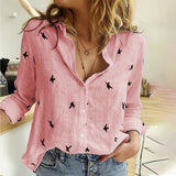 Women's Birds Print Shirts Blouses Spring Cotton Linen Plus Size 5XL Female Shirt Long Sleeve 2020 Summer Casual Ladies Blouse