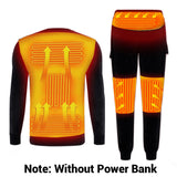 Winter Heated Underwear Fleece Lined Heating Thermal Underwear Set USB Electric Heated T-Shirts & Pants Battery Powered Ski Wear