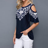 Short Flare Sleeve Print Blouse Women's Tunics Plus Size 5XL O-Neck Hollow Out Female Blouses Tops 2020 Summer Casual Lady Tunic