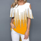 Short Flare Sleeve Print Blouse Women's Tunics Plus Size 5XL O-Neck Hollow Out Female Blouses Tops 2020 Summer Casual Lady Tunic