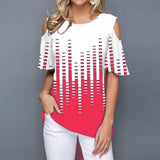 Short Flare Sleeve Print Blouse Women's Tunics Plus Size 5XL O-Neck Hollow Out Female Blouses Tops 2020 Summer Casual Lady Tunic