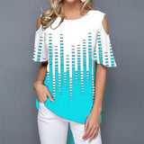 Short Flare Sleeve Print Blouse Women's Tunics Plus Size 5XL O-Neck Hollow Out Female Blouses Tops 2020 Summer Casual Lady Tunic