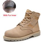 Desert Military Tactical Suede, Fur Lined Ankle Boots Suede Men