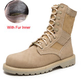 Desert Military Tactical Suede, Fur Lined Ankle Boots Suede Men