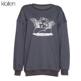 KLALIEN women angle print hoodies casual loose oversize long sleeve sweatshirts 2020 autumn winter fashion streetwear outfit