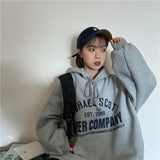 Hoodies Women Letters Medium-long Warm Harajuku Bf Womens Korean Style with Pockets Students Loose Casual New Arrivals Stylish