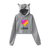 Cat Ear Pink Russia Style Likee App LIKEE Hoodies Women Cat Crop Top Hoodie Female Rainbow Sweatshirt Trendy Streetwear Hip Hop
