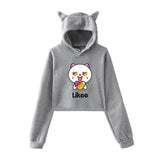 Cat Ear Pink Russia Style Likee App LIKEE Hoodies Women Cat Crop Top Hoodie Female Rainbow Sweatshirt Trendy Streetwear Hip Hop