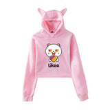 Cat Ear Pink Russia Style Likee App LIKEE Hoodies Women Cat Crop Top Hoodie Female Rainbow Sweatshirt Trendy Streetwear Hip Hop