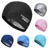 New 2020 Elastic Waterproof PU Fabric Protect Ears Long Hair Sports Swim Pool Hat Swimming Cap Free size for Men & Women Adults