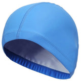 New 2020 Elastic Waterproof PU Fabric Protect Ears Long Hair Sports Swim Pool Hat Swimming Cap Free size for Men & Women Adults