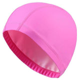 New 2020 Elastic Waterproof PU Fabric Protect Ears Long Hair Sports Swim Pool Hat Swimming Cap Free size for Men & Women Adults