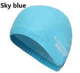 New 2020 Elastic Waterproof PU Fabric Protect Ears Long Hair Sports Swim Pool Hat Swimming Cap Free size for Men & Women Adults