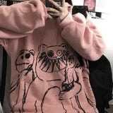 Casual Japan Cartoon Hip Hop Sweatshirts Women Spring Autumn Long Sleeve Oversize Punk Hoodies Femme Tops Sweatshirt Females