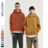 INFLATION 2020 Autumn Mens Thick Fleece Hoodies Hip Hop Pure Hoodies Thick Velvet Fabrics Winter Hoodies For Men Women 167W17