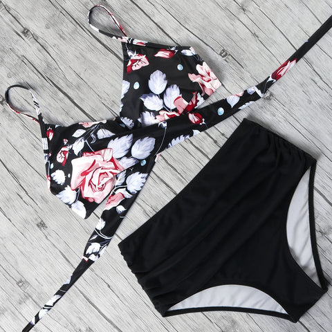 High Waist Bikini Push Up Printed Bikini 2020 Leoprad Swimsuit Women Bathing Suit Women Cross Bandage Swimwear Multiple Color