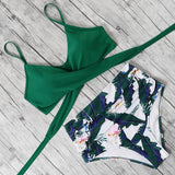 High Waist Bikini Push Up Printed Bikini 2020 Leoprad Swimsuit Women Bathing Suit Women Cross Bandage Swimwear Multiple Color