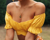 Jessie Vinson Short Sleeve Off Shoulder Crop Top Blouse Women Summer Short Sleeve Short Sexy Blouses Women Tops and Blouses 2020