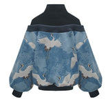 [EAM] 2020 New Spring High Collar Long Sleeve Pattern Printed Loose Big Size Personality Sweatshirt Women Fashion Tide JL948