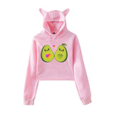 Cat Ear Pink Russia Style Likee App LIKEE Hoodies Women Cat Crop Top Hoodie Female Rainbow Sweatshirt Trendy Streetwear Hip Hop
