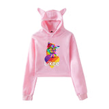 Cat Ear Pink Russia Style Likee App LIKEE Hoodies Women Cat Crop Top Hoodie Female Rainbow Sweatshirt Trendy Streetwear Hip Hop