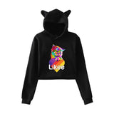 Cat Ear Pink Russia Style Likee App LIKEE Hoodies Women Cat Crop Top Hoodie Female Rainbow Sweatshirt Trendy Streetwear Hip Hop