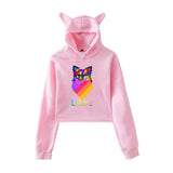 Cat Ear Pink Russia Style Likee App LIKEE Hoodies Women Cat Crop Top Hoodie Female Rainbow Sweatshirt Trendy Streetwear Hip Hop