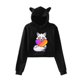 Cat Ear Pink Russia Style Likee App LIKEE Hoodies Women Cat Crop Top Hoodie Female Rainbow Sweatshirt Trendy Streetwear Hip Hop