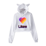Cat Ear Pink Russia Style Likee App LIKEE Hoodies Women Cat Crop Top Hoodie Female Rainbow Sweatshirt Trendy Streetwear Hip Hop