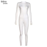 Sisterlinda White Rompers Womens Jumpsuit Elegant Long Sleeve Overalls Sexy Night Party Solid Playsuits Slim Rompers Streetwear