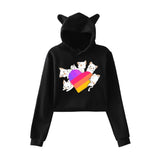 Cat Ear Pink Russia Style Likee App LIKEE Hoodies Women Cat Crop Top Hoodie Female Rainbow Sweatshirt Trendy Streetwear Hip Hop