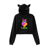 Cat Ear Pink Russia Style Likee App LIKEE Hoodies Women Cat Crop Top Hoodie Female Rainbow Sweatshirt Trendy Streetwear Hip Hop