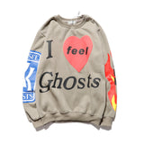 Kanye West Graffiti Letter Print Plus Velvet Sweatshirt Men And Women Harajuku Fleece Hoodie Hip Hop Stranger Things Hooded
