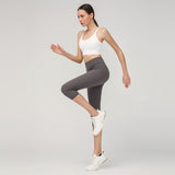 Obrix Sport Fashion Female Fitness Set Sleeveless Fitting Short Top Slinky Calf Length Leggins Health Running Jogging Dance Set