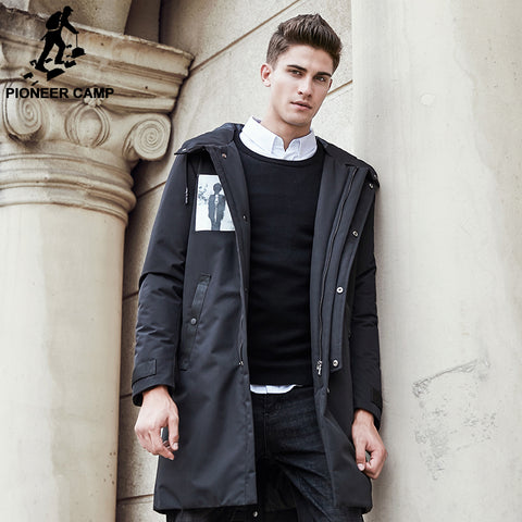 Pioneer Camp long winter down coat men high quality white duck down jacket Russian warm casual snow male parka for men 611608