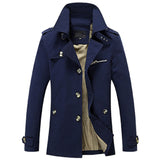 TANGNEST Winter Warm Men's Skinny Thick New Design Trench Coat Plus Velvet Asian Size M-5XL Fashion Turn-down Collar Coat MWF336