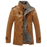 HEE GRAND 2017 High Quality New Style Fashion Male PU Leather Patchwork Fleece Jackets Men Casual Warm Overcoats MWP325