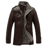 HEE GRAND 2017 High Quality New Style Fashion Male PU Leather Patchwork Fleece Jackets Men Casual Warm Overcoats MWP325