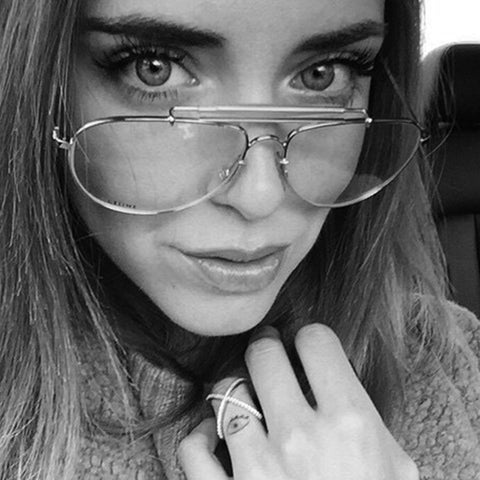 Women Men Flat Top Avation Optical Glasses Frame Brand Designer Rose Gold Metal Eyeglasses