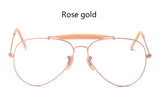 Women Men Flat Top Avation Optical Glasses Frame Brand Designer Rose Gold Metal Eyeglasses
