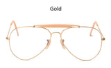 Women Men Flat Top Avation Optical Glasses Frame Brand Designer Rose Gold Metal Eyeglasses