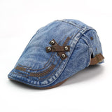 Vintage Denim Snapback Newsboy Cap