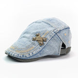Vintage Denim Snapback Newsboy Cap