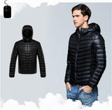 Men Duck Down Jacket Parka Winter Hooded Down Coat