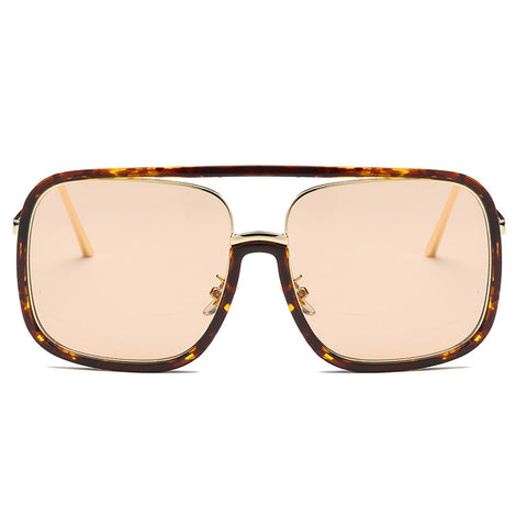 Fashion Clear Pink Oversized Square Sunglasses Women Brand Designer Vintage Flat Top Sun Glasses For Female