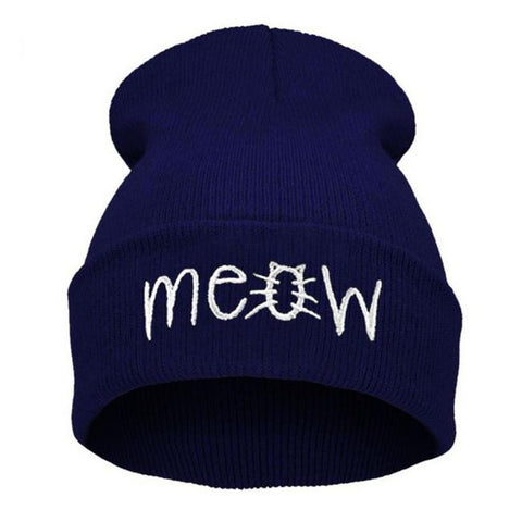 Winter Knitting MEOW Beanie Hat And Snapback Men And Women Hiphop Cap