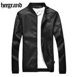 HEE GRAND 2018 Male Leather Men Slim Washed Pu Leather Motorcycle Jacket Casual Jacket Collar Young Men Plus Size M~5XL  MWP441