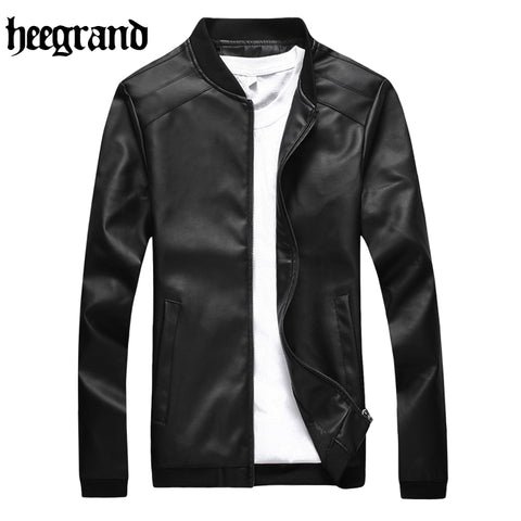HEE GRAND 2018 Male Leather Men Slim Washed Pu Leather Motorcycle Jacket Casual Jacket Collar Young Men Plus Size M~5XL  MWP441