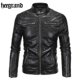 HEE GRAND 2018 New Spring Man Fashion Spliced Slim PU Motorcycle Jackets Casual Mature Men Leather Chaqueta M~5XL  MWP328